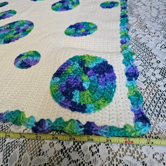 Handmade Granny Square Circles Crochet Afghan Baby Lap Blanket Throw 32x42" - Picture 6 of 7